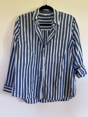 GAP Blue & White Striped Button Down Shirt XL Coastal Classic